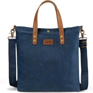 x Lee Tote Bag for Women Waxed Canvas Top Handle Handbags with Leather Handle an